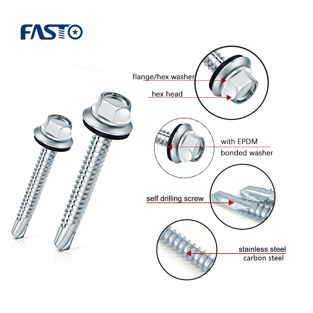 Made in China Fastener Stainless Steel Roofing Screws Tek Self Drilling Screw